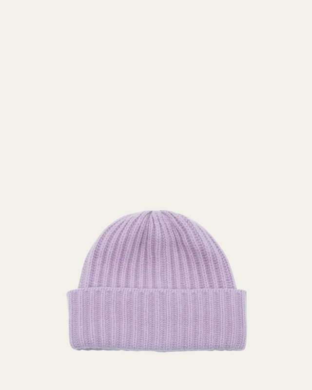 Ribbed Slouch Cuff Cashmere Beanie